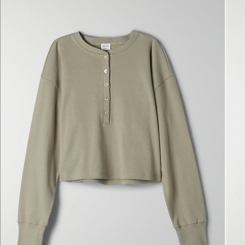 Wilfred Free dry basil green button up long sleeve